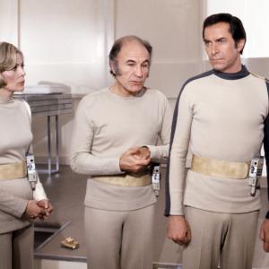 Still of Barbara Bain, Martin Landau, Roy Dotrice and Barry Morse in Space: 1999 (1975)