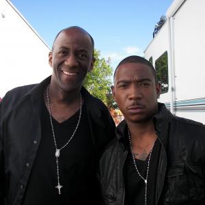 Jeff Mosley and Ja Rule on the set of Im in Love with a Church Girl