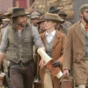 Still of Chris Large Anson Mount and Dominique McElligott in Hell on Wheels 2011