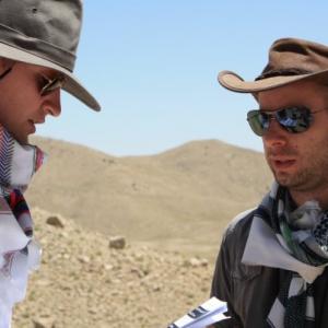 Paul Murphy talks with director David Whitney on the set of 'Kandahar Break' 2008