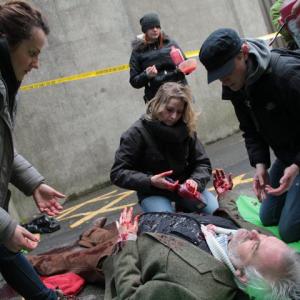 Supervising a stunt and make up on set of feature 'A Belfast Story' 2011