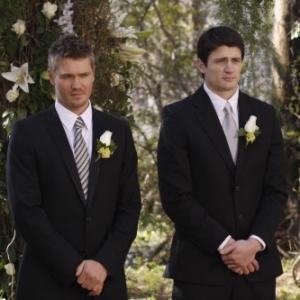 Still of James Lafferty and Chad Michael Murray in One Tree Hill 2003