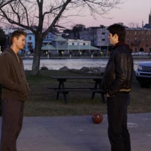 Still of James Lafferty and Chad Michael Murray in One Tree Hill 2003