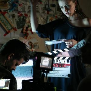 Tim Doiron and Katharine Isabelle on the set of 88