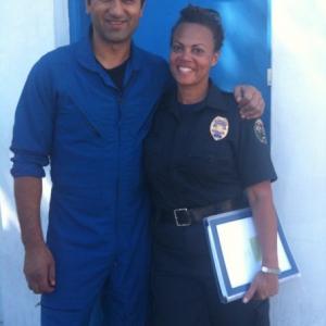 Cliff Curtis and Tina Marie Murray on set of Trauma in San Francisco