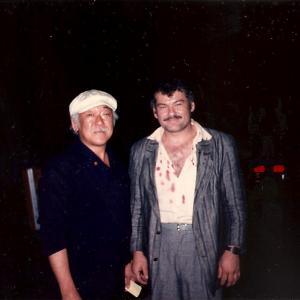 Mike Muscat with Pat Morita on the set of Ohara