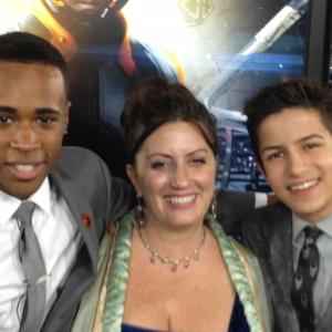 Lauren Patrice Nadler with students Khylin Rhambo and Aramis Knight at the LA premiere of ENDERS GAME