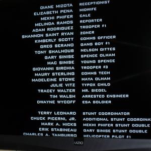 Digital photo of cast end credit from the movie 