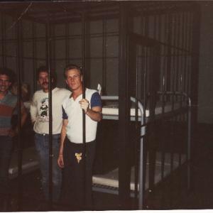 Nick Nolte posed with us in this collapsible jail cell we built for the movie Weeds in which he starred Thats me on the left