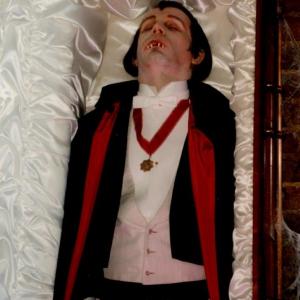 Steve Nallon, actor, video production pic as Dracula.