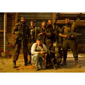 Chronicles of Riddick III. Standing: Conrad Pla, Nolan Funk, Neil Napier, Noah Danby, Dave Bautista. Front: David Twohy, Danny Blanco Hall