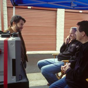 Writer/director Jeff Nathanson (right) and producer David Hoberman (center) review a comedic shot with Matthew Broderick (left).