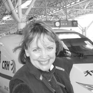 Sophie Neville in China 2011 taking the bullet train that crashed 4 months later.