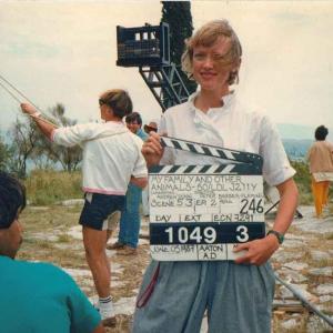 Sophie Neville working behind the camera on the set of My Family and Other Animals made by BBC TV in 1987