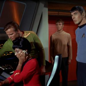 Still of Leonard Nimoy William Shatner Nichelle Nichols and Robert Walker Jr in Star Trek 1966