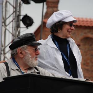 Theodore Bikel and Tamara Brooks on stage in Cracow, Poland