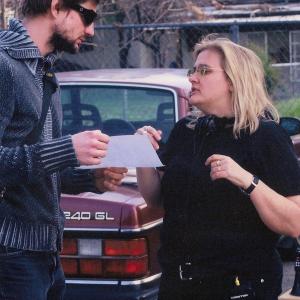 Actor Gale Harold and writerdirectorproducer Michele Noble on set of her film New York Summer Project aka the Revolution