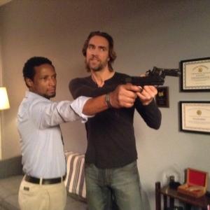 Elvis Nolasco On Da Set Of Suddenly With Actor Lukas Hassel