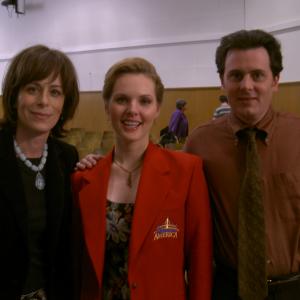 Jane Kaczmarek Katherine Norland and Chris Eigeman on the set of Malcolm in the Middle