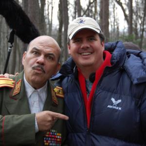 Declan O'Brien (right) and Jon Polito on the set of Rock Monster.
