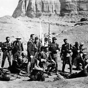 Still of Henry Fonda John Wayne Pedro Armendriz Ward Bond and George OBrien in Fort Apache 1948