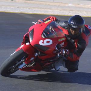 Gloria riding at Las Vegas Speedway 2003