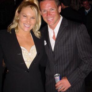 Gloria at 2003 World Stunt Awards with Fritz Baumgarten, world famous base jumper/skydiver, who performed a race with a plane for the 2003 World Stunt Awards.