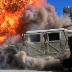 IED with two actors and camera inside HumVee