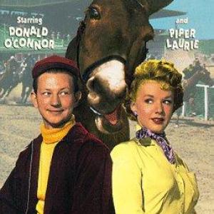 Piper Laurie Donald OConnor and Francis the Talking Mule in Francis Goes to the Races 1951