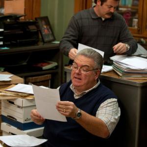 Still of Jim O'Heir and Nick Offerman in Parks and Recreation (2009)