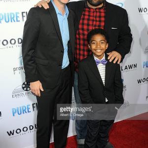 Actors Ryan O'Quinn, Nelson Diaz and Miles Brown arrive for the LA Premiere Of Pure Flix's 'Woodlawn' held at Regency Bruin Theater on October 5, 2015 in Westwood, California.