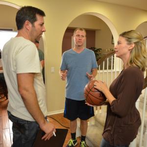 Joth Riggs Matthew Reithmayr Ryan OQuinn and Tracy Melchior on the set of Dad Dudes