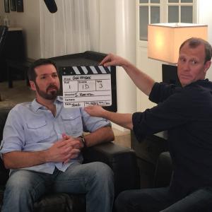 Ryan O'Quinn pulling double-duty with the clapboard on the set of 