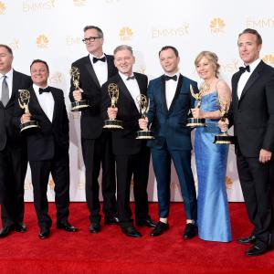 John Cameron, Michael Frislev, Geyer Kosinski, Warren Littlefield, Chad Oakes, Kim Todd and Noah Hawley at event of The 66th Primetime Emmy Awards (2014)