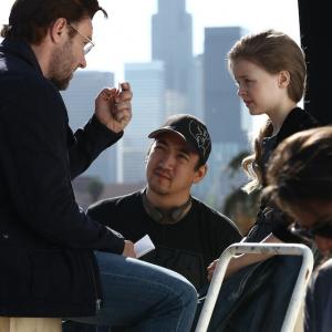 Lin Oeding directing Joel Edgerton and Kylie Rogers in 