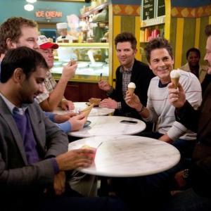 Still of Rob Lowe Adam Scott Jim OHeir Nick Offerman and Aziz Ansari in Parks and Recreation 2009