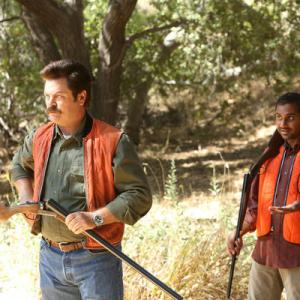Still of Nick Offerman and Aziz Ansari in Parks and Recreation Sex Education 2012
