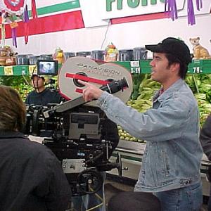 Rick Ojeda on the set of a Starbucks commercial with crew