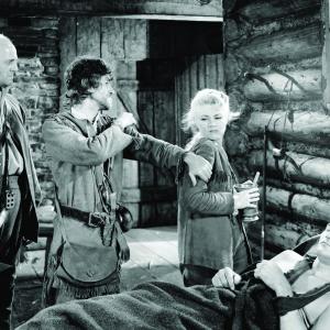 Still of John Wayne, Robert Barrat, Moroni Olsen and Claire Trevor in Allegheny Uprising (1939)