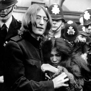 John Lennon in London with wife Yoko Ono 1968