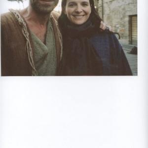 Mario Opinato Apostle Matthew with Juliette Binoche Mary Magdelene on the set of Mary directed by Abel Ferrara 2005