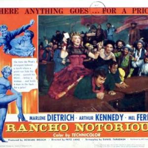 Marlene Dietrich Lisa Ferraday and Artie Ortego in Rancho Notorious 1952
