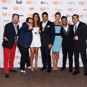 Andrea Osvrt Eli Roth Nicols Lpez Ariel Levy Matas Lpez Colin Geddes and Lorenza Izzo at event of Aftershock 2012