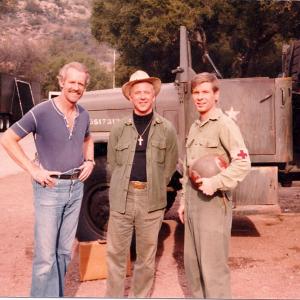 On the set of the Final MASHGoodbye Farewell and Amen with Jamie Farr William Christopher and John Otrin 1983