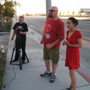 Betty Ouyang Lotus with Director Scott L Schwartz on the set of Changing Hands