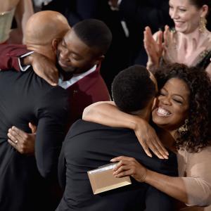 Oprah Winfrey, David Oyelowo, Common and John Legend at event of The Oscars (2015)