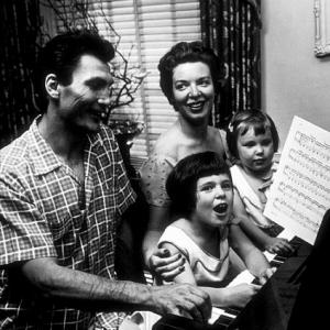 Jack Palance with his wife, Virginia, and daughters, Holly and Brooke, at home in Beverly Hills, CA, 1954.
