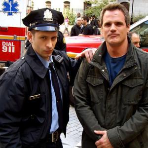 Damien Colletti Officer Daniel Devito and Michael Park Jack Snyder on the set of AS THE WORLD TURNS