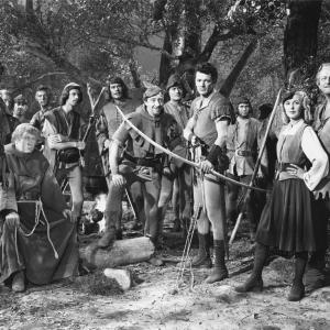 Still of John Abbott, Edgar Buchanan, Leslie Denison, Anita Louise, Cornel Wilde and Ray Teal in The Bandit of Sherwood Forest (1946)