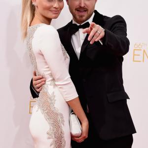 Aaron Paul and Lauren Parsekian at event of The 66th Primetime Emmy Awards 2014